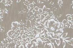 30657-4 cikkszámú tapéta,  Architects Paper Metallic Silk tapéta katalógusából Barokk-klasszikus,csillámos,különleges felületű,különleges motívumos,rajzolt,valódi textil,virágmintás,barna,ezüst,fehér,vlies tapéta