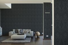 96195-9 cikkszámú tapéta,  Architects Paper Tessuto 2 tapéta katalógusából Barokk-klasszikus,valódi textil,fekete,szürke,gyengén mosható,vlies tapéta