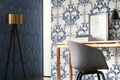 96196-4 cikkszámú tapéta,  Architects Paper Tessuto 2 tapéta katalógusából Barokk-klasszikus,valódi textil,fehér,kék,gyengén mosható,vlies tapéta