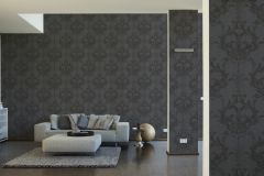 96196-6 cikkszámú tapéta,  Architects Paper Tessuto 2 tapéta katalógusából Barokk-klasszikus,valódi textil,fekete,szürke,gyengén mosható,vlies tapéta