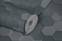 38723-3 cikkszámú tapéta,  As Creation Black is Beautiful tapéta katalógusából 3d hatású,geometriai mintás,fekete,szürke,súrolható,vlies tapéta