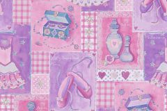 30597-1 cikkszámú tapéta,  As Creation Boys and Girls 6 tapéta katalógusából Gyerek,különleges felületű,rajzolt,lila,pink-rózsaszín,gyengén mosható,papír tapéta