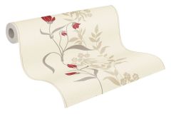 95874-1 cikkszámú tapéta,  As Creation Casual Living tapéta katalógusából Természeti mintás,virágmintás,bézs-drapp,fehér,gyöngyház,piros-bordó,illesztés mentes,lemosható,vlies tapéta