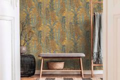 39347-2 cikkszámú tapéta,  As Creation Famous Garden tapéta katalógusából Természeti mintás,textil hatású,barna,kék,sárga,súrolható,vlies tapéta