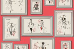 37846-2 cikkszámú tapéta,  As Creation Karl Lagerfeld tapéta katalógusából Emberek-sztárok,rajzolt,fehér,fekete,piros-bordó,súrolható,illesztés mentes,vlies tapéta
