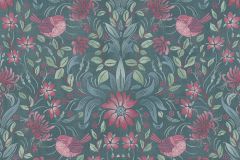 39075-4 cikkszámú tapéta,  As Creation Maison Charme tapéta katalógusából állatok,természeti mintás,textil hatású,virágmintás,piros-bordó,zöld,súrolható,vlies tapéta