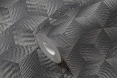 38506-4 cikkszámú tapéta,  As Creation Natural Living tapéta katalógusából Textil hatású,geometriai mintás,fekete,szürke,lemosható,vlies tapéta