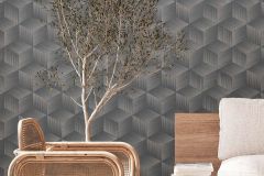 38506-4 cikkszámú tapéta,  As Creation Natural Living tapéta katalógusából Textil hatású,geometriai mintás,fekete,szürke,lemosható,vlies tapéta