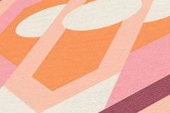 39531-1 cikkszámú tapéta,  As Creation Retro Chic tapéta katalógusából Geometriai mintás,retro,textil hatású,fehér,narancs-terrakotta,pink-rózsaszín,súrolható,vlies tapéta
