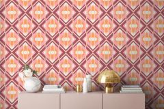 39531-1 cikkszámú tapéta,  As Creation Retro Chic tapéta katalógusából Geometriai mintás,retro,textil hatású,fehér,narancs-terrakotta,pink-rózsaszín,súrolható,vlies tapéta