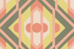 39531-3 cikkszámú tapéta,  As Creation Retro Chic tapéta katalógusából Geometriai mintás,retro,textil hatású,narancs-terrakotta,pink-rózsaszín,zöld,súrolható,vlies tapéta