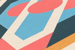 39531-4 cikkszámú tapéta,  As Creation Retro Chic tapéta katalógusából Geometriai mintás,retro,textil hatású,bézs-drapp,kék,narancs-terrakotta,piros-bordó,súrolható,vlies tapéta