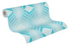 39532-1 cikkszámú tapéta,  As Creation Retro Chic tapéta katalógusából Geometriai mintás,retro,textil hatású,kék,súrolható,vlies tapéta