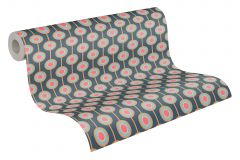 39537-1 cikkszámú tapéta,  As Creation Retro Chic tapéta katalógusából Retro,textil hatású,bézs-drapp,kék,narancs-terrakotta,súrolható,vlies tapéta