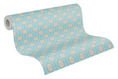 39537-4 cikkszámú tapéta,  As Creation Retro Chic tapéta katalógusából Retro,textil hatású,bézs-drapp,kék,súrolható,vlies tapéta