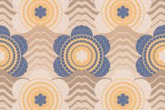 39539-2 cikkszámú tapéta,  As Creation Retro Chic tapéta katalógusából Retro,textil hatású,virágmintás,bézs-drapp,kék,narancs-terrakotta,súrolható,vlies tapéta