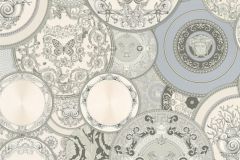 34901-3 cikkszámú tapéta,  As Creation Versace 3 tapéta katalógusából állatok,barokk-klasszikus,konyha-fürdőszobai,különleges felületű,különleges motívumos,ezüst,fehér,súrolható,vlies tapéta
