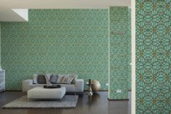37049-7 cikkszámú tapéta,  As Creation Versace 4 tapéta katalógusából Barokk-klasszikus,geometriai mintás,különleges felületű,arany,ezüst,zöld,súrolható,vlies tapéta