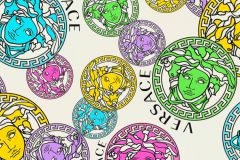 38610-1 cikkszámú tapéta,  As Creation Versace 5 tapéta katalógusából Barokk-klasszikus,feliratos-számos,különleges motívumos,fehér,kék,lila,pink-rózsaszín,zöld,súrolható,vlies tapéta