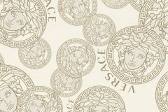 38610-3 cikkszámú tapéta,  As Creation Versace 5 tapéta katalógusából Barokk-klasszikus,feliratos-számos,különleges motívumos,metál-fényes,bézs-drapp,fehér,súrolható,vlies tapéta