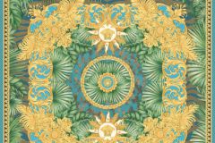 38703-2 cikkszámú tapéta,  As Creation Versace 5 tapéta katalógusából Barokk-klasszikus,természeti mintás,arany,kék,zöld,súrolható,vlies tapéta