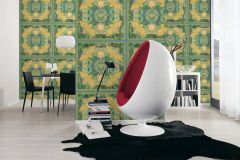 38703-2 cikkszámú tapéta,  As Creation Versace 5 tapéta katalógusából Barokk-klasszikus,természeti mintás,arany,kék,zöld,súrolható,vlies tapéta