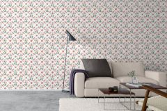4504 cikkszámú tapéta,  Boras Anno tapéta katalógusából Barokk-klasszikus,különleges motívumos,rajzolt,virágmintás,fehér,narancs-terrakotta,pink-rózsaszín,sárga,lemosható,vlies tapéta