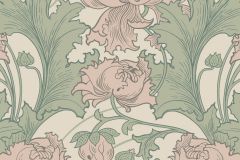 4539 cikkszámú tapéta,  Boras Anno tapéta katalógusából Barokk-klasszikus,virágmintás,bézs-drapp,pink-rózsaszín,zöld,lemosható,vlies tapéta