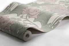 4539 cikkszámú tapéta,  Boras Anno tapéta katalógusából Barokk-klasszikus,virágmintás,bézs-drapp,pink-rózsaszín,zöld,lemosható,vlies tapéta