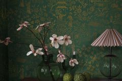 4271 cikkszámú tapéta,  Boras Dreamy Escape tapéta katalógusából állatok,rajzolt,természeti mintás,arany,zöld,lemosható,vlies tapéta