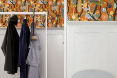 1755 cikkszámú tapéta,  Boras Scandinavian Designers II tapéta katalógusából Absztrakt,emberek-sztárok,különleges motívumos,rajzolt,retro,barna,fehér,kék,narancs-terrakotta,sárga,szürke,zöld,lemosható,vlies tapéta