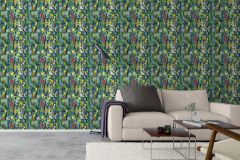 1756 cikkszámú tapéta,  Boras Scandinavian Designers II tapéta katalógusából Absztrakt,emberek-sztárok,különleges motívumos,rajzolt,retro,fehér,lila,pink-rózsaszín,sárga,szürke,zöld,lemosható,vlies tapéta