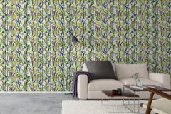 1757 cikkszámú tapéta,  Boras Scandinavian Designers II tapéta katalógusából Absztrakt,emberek-sztárok,különleges motívumos,rajzolt,retro,barna,fehér,kék,lila,szürke,zöld,lemosható,vlies tapéta