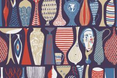 1760 cikkszámú tapéta,  Boras Scandinavian Designers II tapéta katalógusából Különleges motívumos,retro,bézs-drapp,fehér,lila,narancs-terrakotta,piros-bordó,lemosható,vlies tapéta