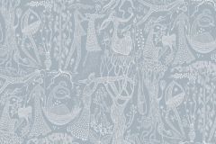 1765 cikkszámú tapéta,  Boras Scandinavian Designers II tapéta katalógusából Emberek-sztárok,különleges motívumos,rajzolt,retro,fehér,kék,lemosható,vlies tapéta