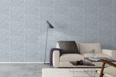 1765 cikkszámú tapéta,  Boras Scandinavian Designers II tapéta katalógusából Emberek-sztárok,különleges motívumos,rajzolt,retro,fehér,kék,lemosható,vlies tapéta