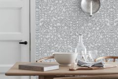 1766 cikkszámú tapéta,  Boras Scandinavian Designers II tapéta katalógusából Rajzolt,retro,természeti mintás,fehér,fekete,lemosható,vlies tapéta