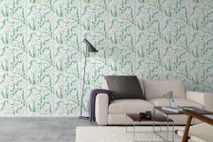 1787 cikkszámú tapéta,  Boras Scandinavian Designers II tapéta katalógusából Rajzolt,retro,természeti mintás,fehér,sárga,zöld,lemosható,vlies tapéta