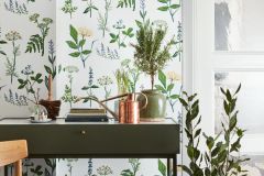 1789 cikkszámú tapéta,  Boras Scandinavian Designers II tapéta katalógusából Rajzolt,retro,természeti mintás,fehér,kék,sárga,zöld,lemosható,vlies tapéta