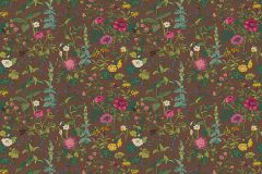 1954 cikkszámú tapéta,  Boras Scandinavian Designers III tapéta katalógusából Virágmintás,barna,kék,pink-rózsaszín,sárga,lemosható,vlies panel, fotótapéta