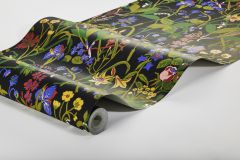 1964 cikkszámú tapéta,  Boras Scandinavian Designers III tapéta katalógusából Virágmintás,fekete,sárga,zöld,lemosható,vlies tapéta