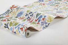 1978 cikkszámú tapéta,  Boras Scandinavian Designers III tapéta katalógusából Természeti mintás,fehér,kék,narancs-terrakotta,zöld,lemosható,vlies tapéta