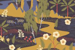 1479 cikkszámú tapéta,  Boras Wonderland tapéta katalógusából Absztrakt,állatok,gyerek,rajzolt,természeti mintás,virágmintás,barna,bézs-drapp,fekete,kék,narancs-terrakotta,sárga,zöld,lemosható,vlies tapéta
