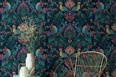 A67801 cikkszámú tapéta,  Grandeco Arcadia tapéta katalógusából állatok,természeti mintás,pink-rózsaszín,sárga,türkiz,lemosható,vlies tapéta