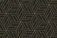 A67302 cikkszámú tapéta,  Grandeco Omura tapéta katalógusából Geometriai mintás,arany,fekete,lemosható,vlies tapéta