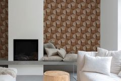 A54602 cikkszámú tapéta,  Grandeco Tempo tapéta katalógusából 3d hatású,geometriai mintás,barna,illesztés mentes,lemosható,vlies tapéta