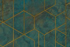 WL2501 cikkszámú tapéta,  Grandeco Wanderlust tapéta katalógusából Geometriai mintás,arany,türkiz,zöld,súrolható,vlies tapéta