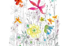 XXL2-022 cikkszámú tapéta,  Komar Flowers and Textures (Imagine 2) tapéta katalógusából Rajzolt,virágmintás,fehér,kék,narancs-terrakotta,pink-rózsaszín,sárga,zöld,gyengén mosható,vlies poszter, fotótapéta