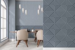 34482 cikkszámú tapéta,  Marburg Shades Iconic tapéta katalógusából 3d hatású,geometriai mintás,kék,lemosható,vlies tapéta