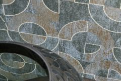 301877 cikkszámú tapéta,  Rasch Textil Linen House tapéta katalógusából Geometriai mintás,metál-fényes,kék,zöld,gyengén mosható,vlies tapéta